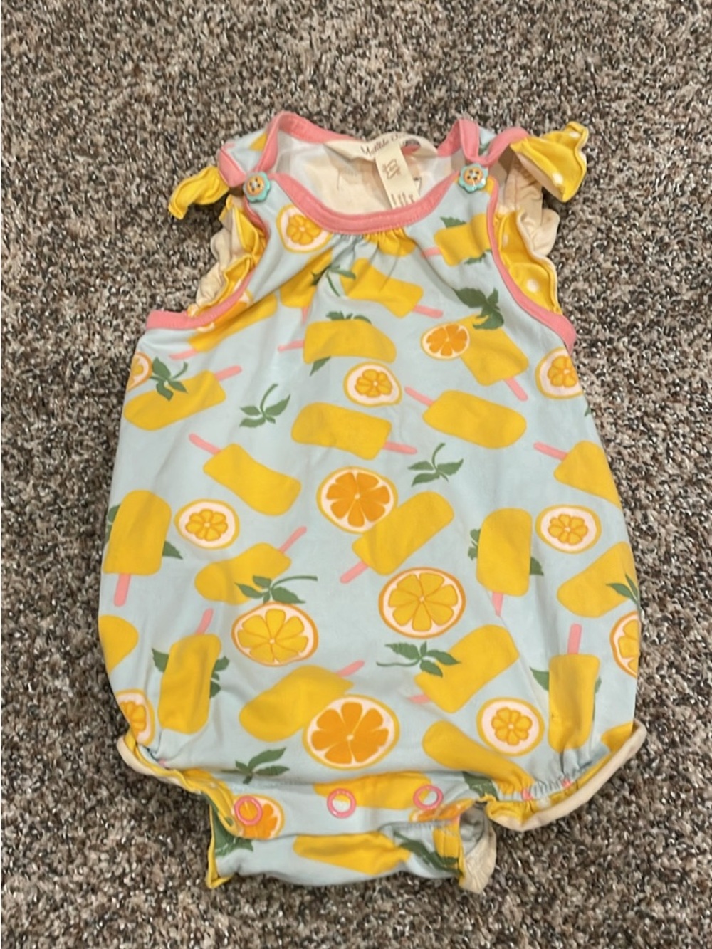 Matilda Jane Light Blue Pink Yellow Popsicle & Orange Print One-Piece Swimsuit